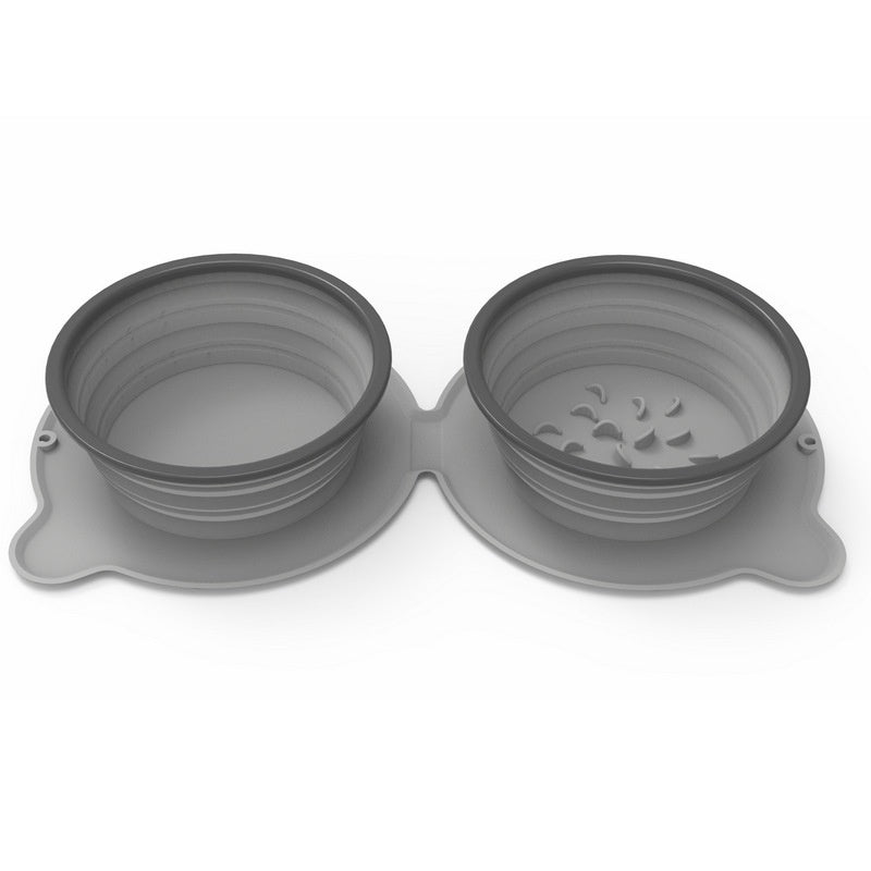 Portable Silicone Double Pet Food Bowls