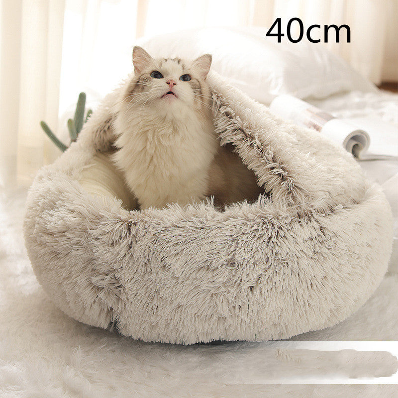 Pet Winter Round Plush Warm Bed