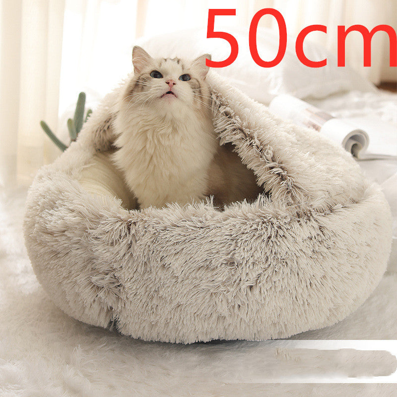 Pet Winter Round Plush Warm Bed
