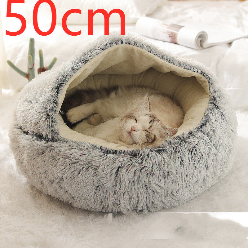 Pet Winter Round Plush Warm Bed