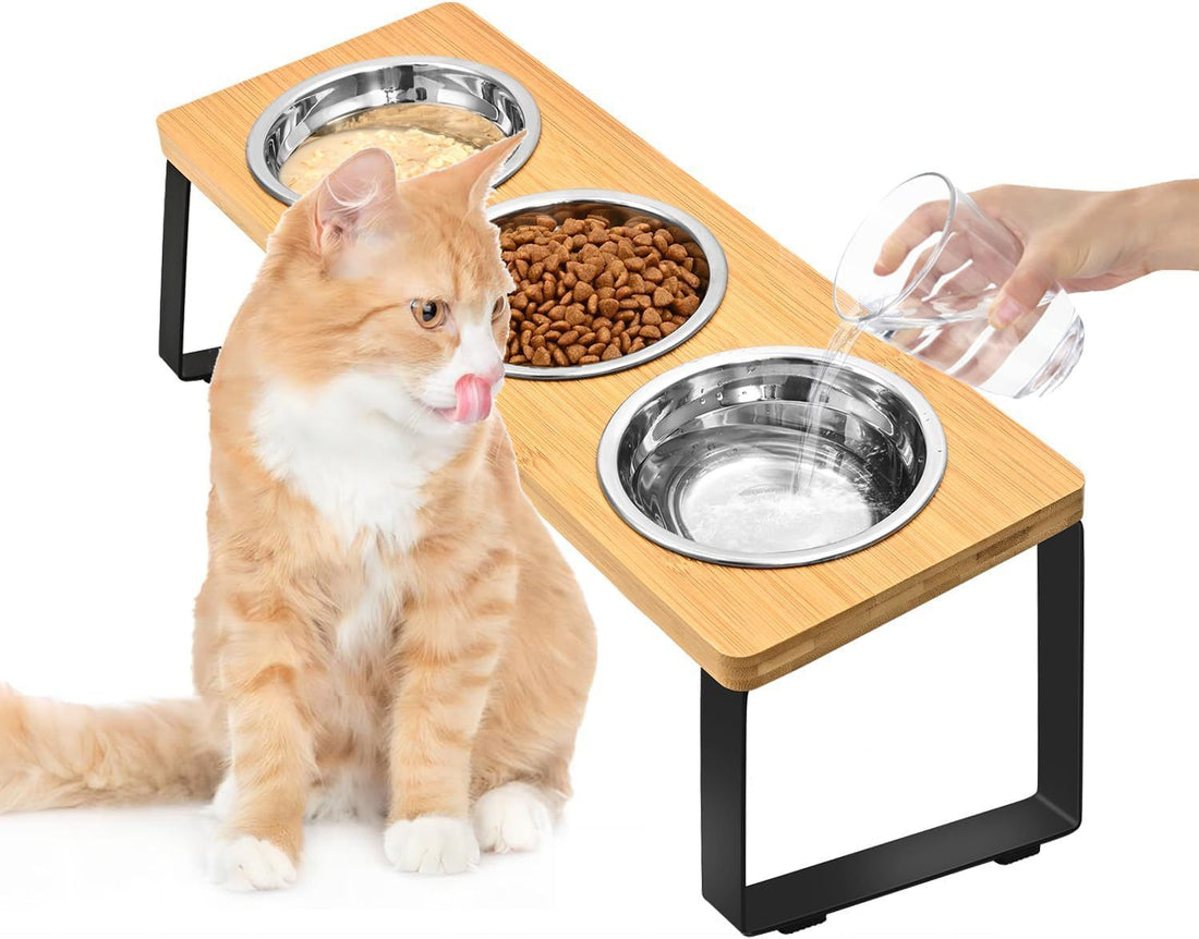Rack Iron Wood Combined With Pet Feeding Bowl Rack