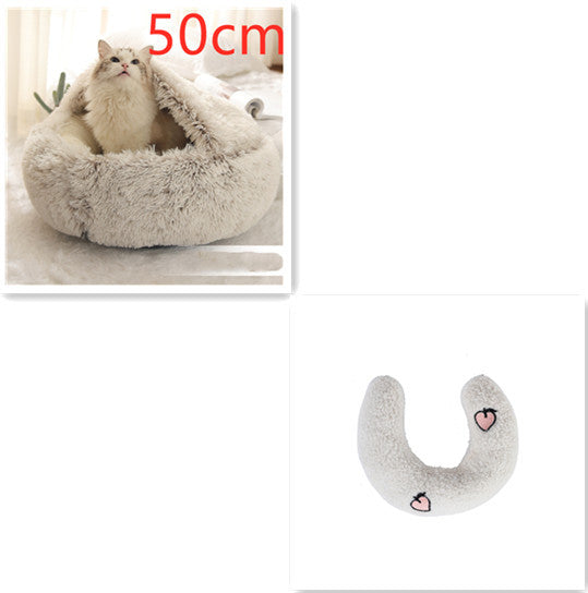 Pet Winter Round Plush Warm Bed