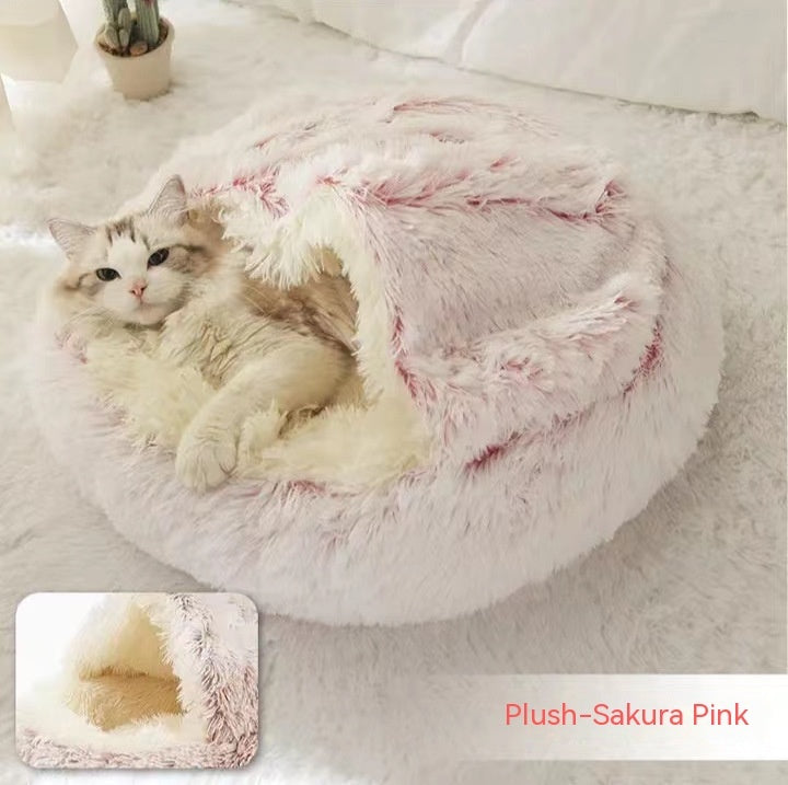 Pet Winter Round Plush Warm Bed