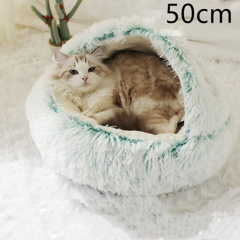 Pet Winter Round Plush Warm Bed