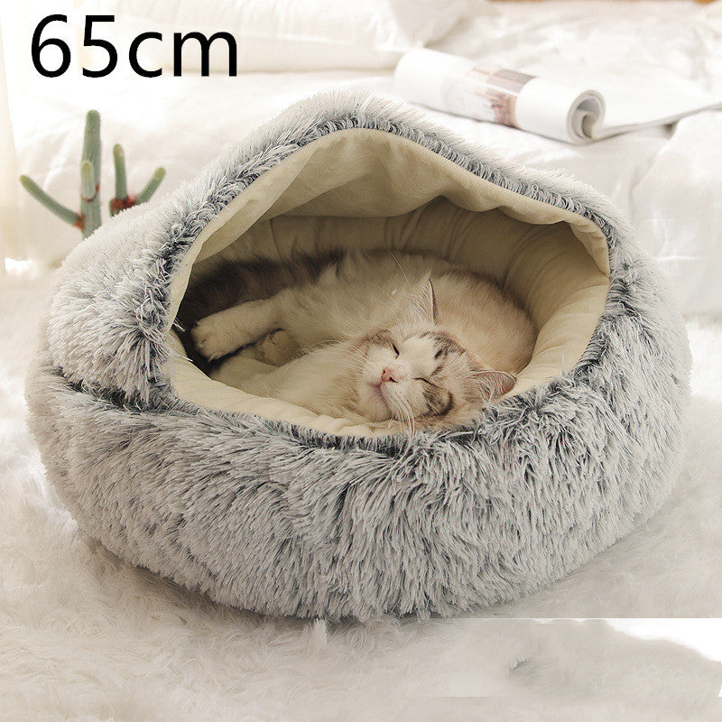 Pet Winter Round Plush Warm Bed