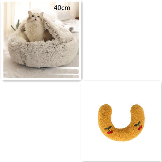 Pet Winter Round Plush Warm Bed