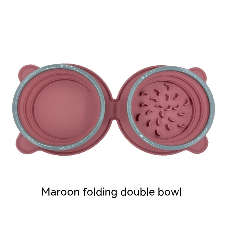 Portable Silicone Double Pet Food Bowls