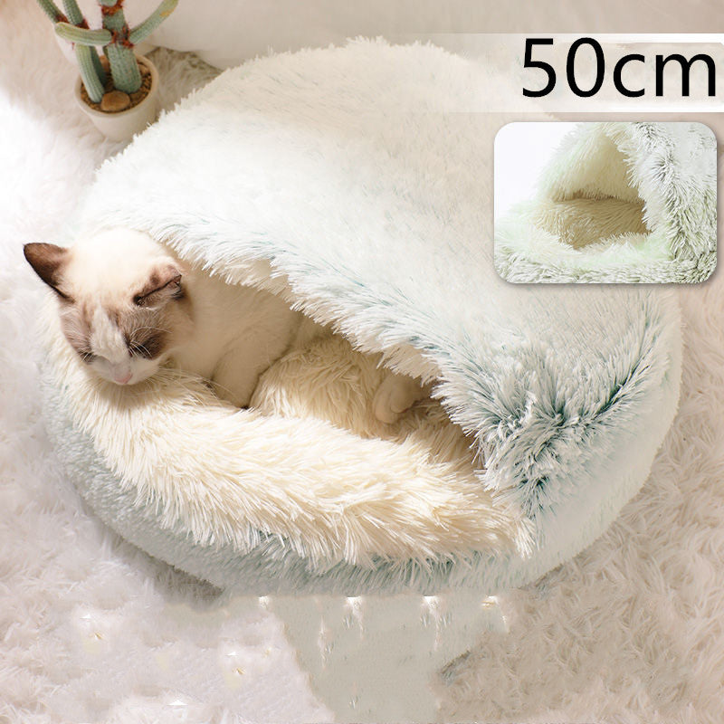 Pet Winter Round Plush Warm Bed