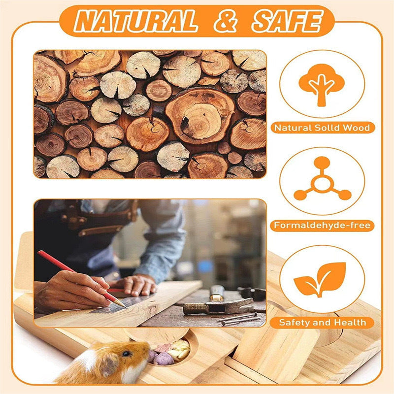 Wooden Hamster Feeder Snack Dispenser