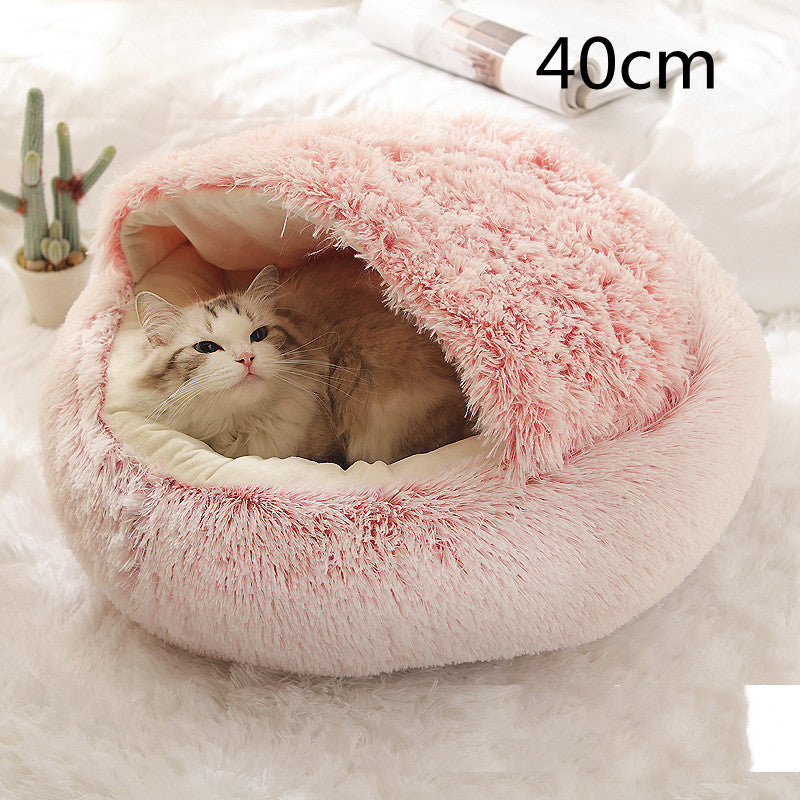 Pet Winter Round Plush Warm Bed