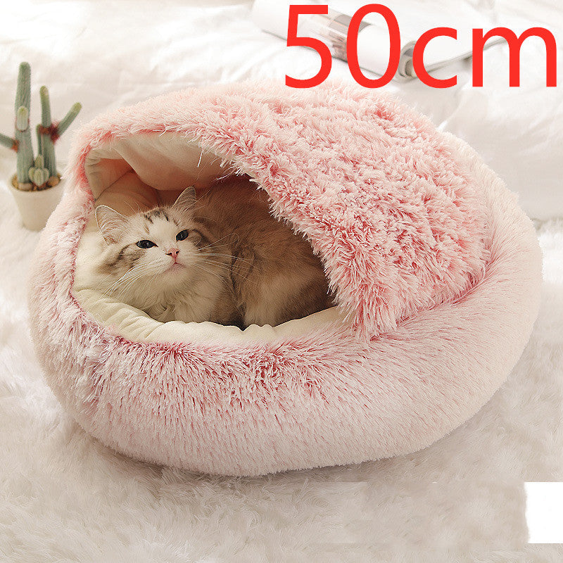 Pet Winter Round Plush Warm Bed