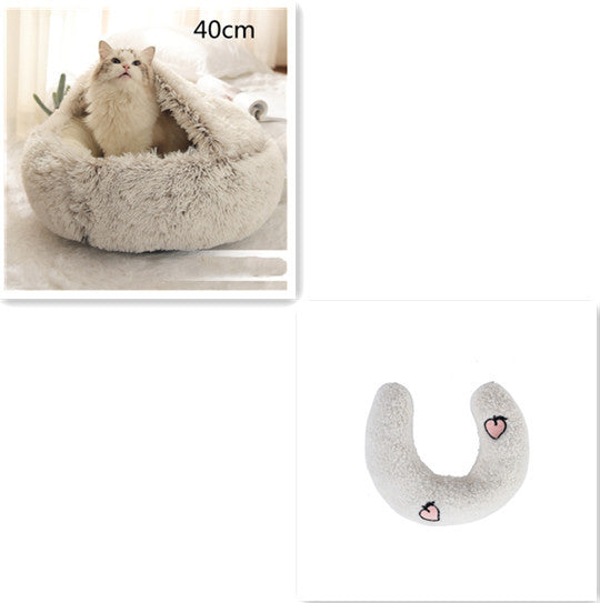 Pet Winter Round Plush Warm Bed