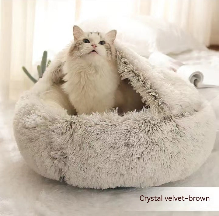 Pet Winter Round Plush Warm Bed