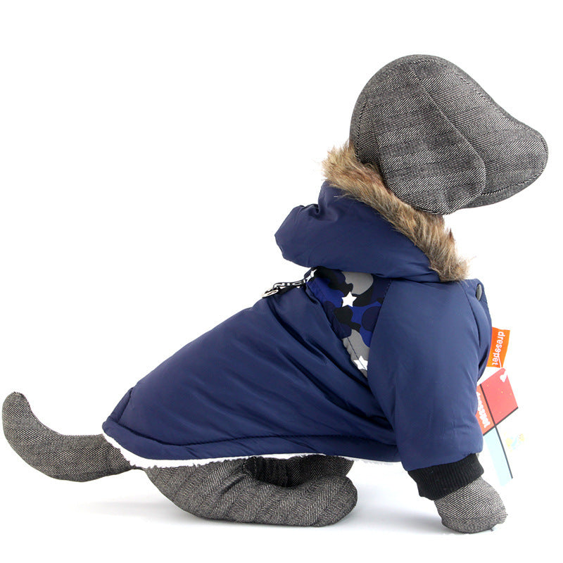 Pet Warm Coat  Traction Rope Clothes