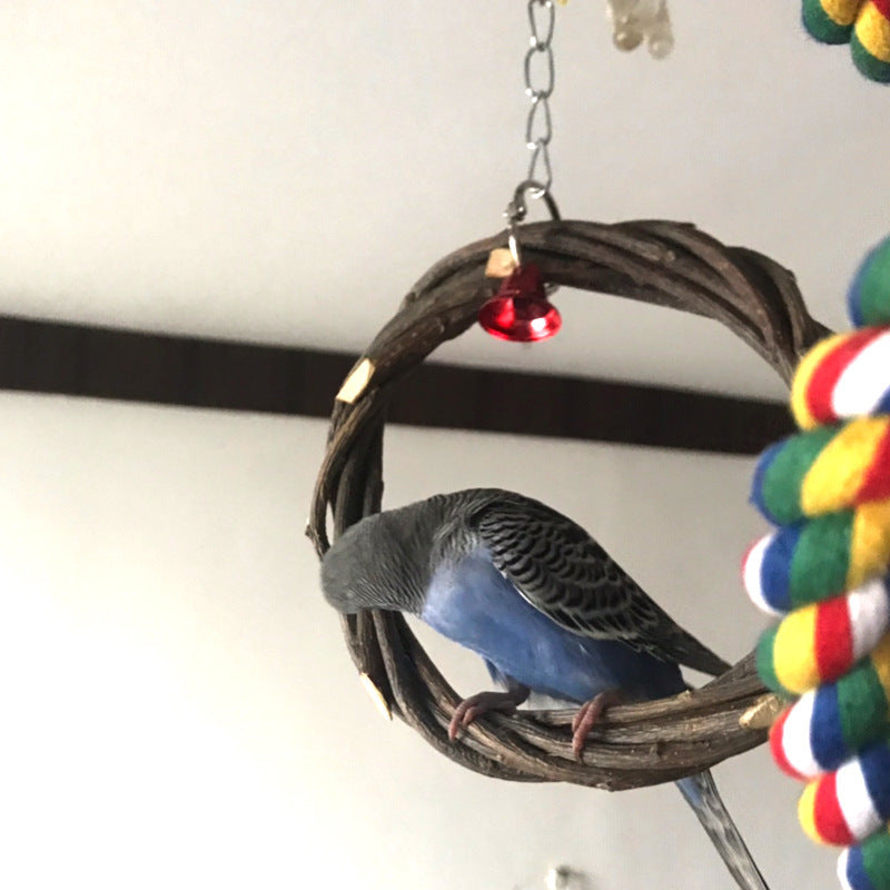 Bird Rattan Ring Chewing Toy Bird Cage