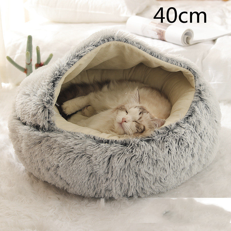 Pet Winter Round Plush Warm Bed