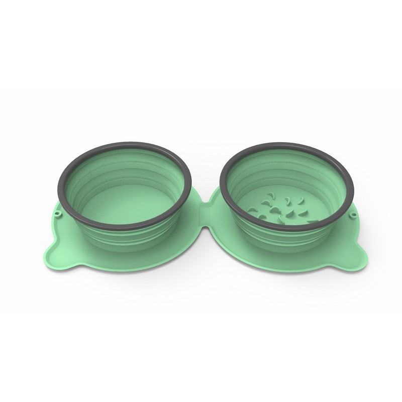 Portable Silicone Double Pet Food Bowls
