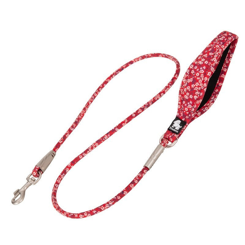 Outdoor Pet Dog Floral Round Hand Holding Leash