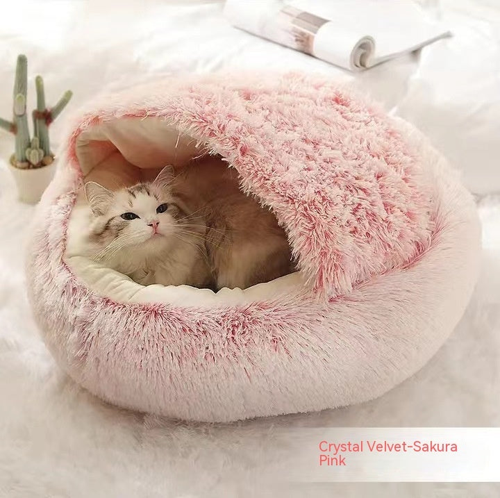 Pet Winter Round Plush Warm Bed