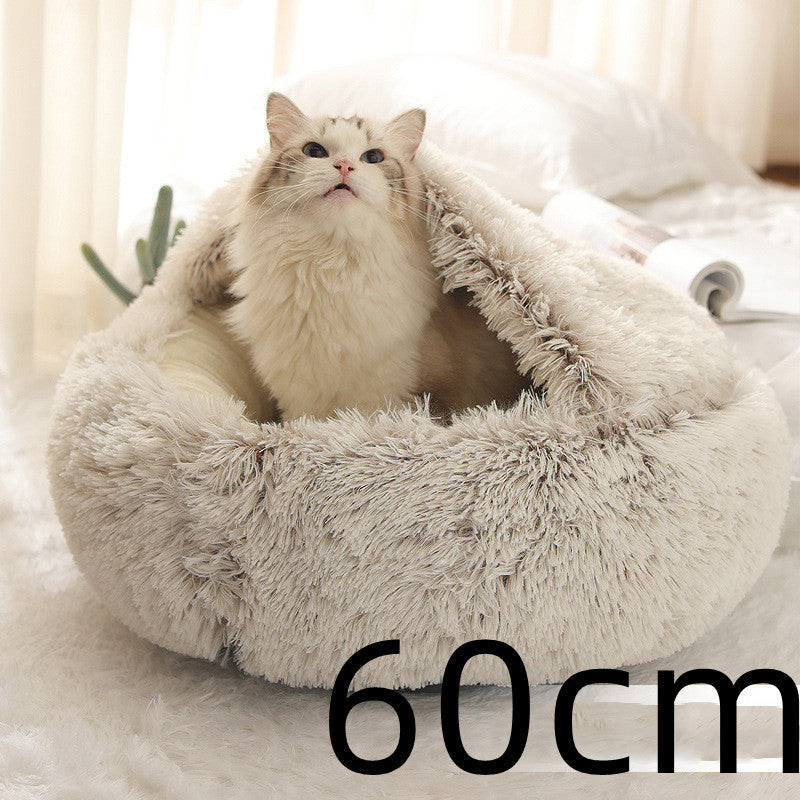 Pet Winter Round Plush Warm Bed
