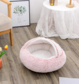 Pet Winter Round Plush Warm Bed